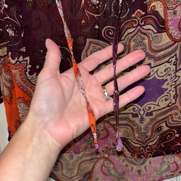 Stitch fix papermoon boho Flowy blouse top size small semi sheer 3/4 sleeve - Picture 4 of 7